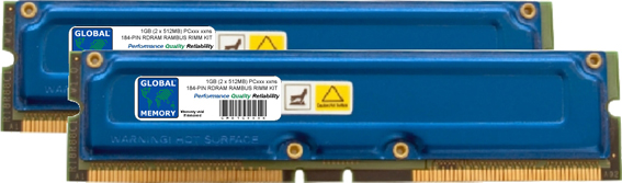 1GB (2 x 512MB) RAMBUS PC600/700/800 184-PIN RDRAM RIMM MEMORY RAM KIT FOR HEWLETT-PACKARD DESKTOPS